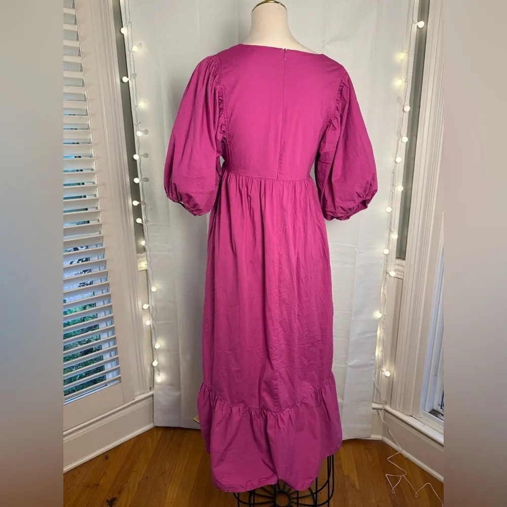 Karlie Purple Maxi Dress with V-Neck and Puff Sleeves - Image 2