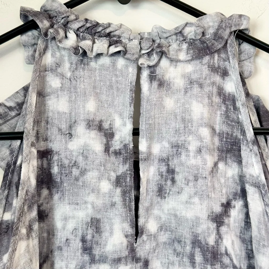 Marina Luna Marble Gray Ruffle Linen Blend Tank Top - Image 5