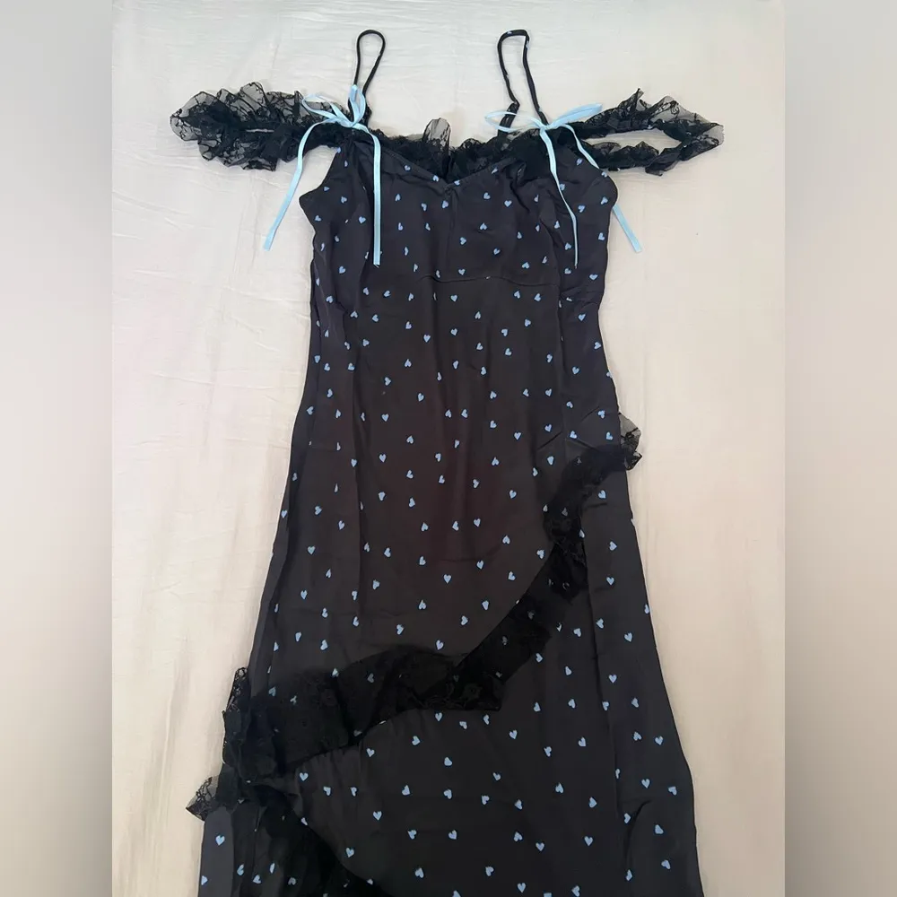 Urban Outfitters Kimchi Blue Asymmetrical Ruffled Blue and Black Sundress - Image 3