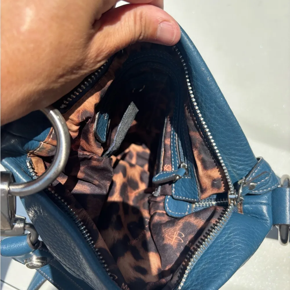 b Makosky Turquoise Soft Blue Leather Crossbody - Image 3