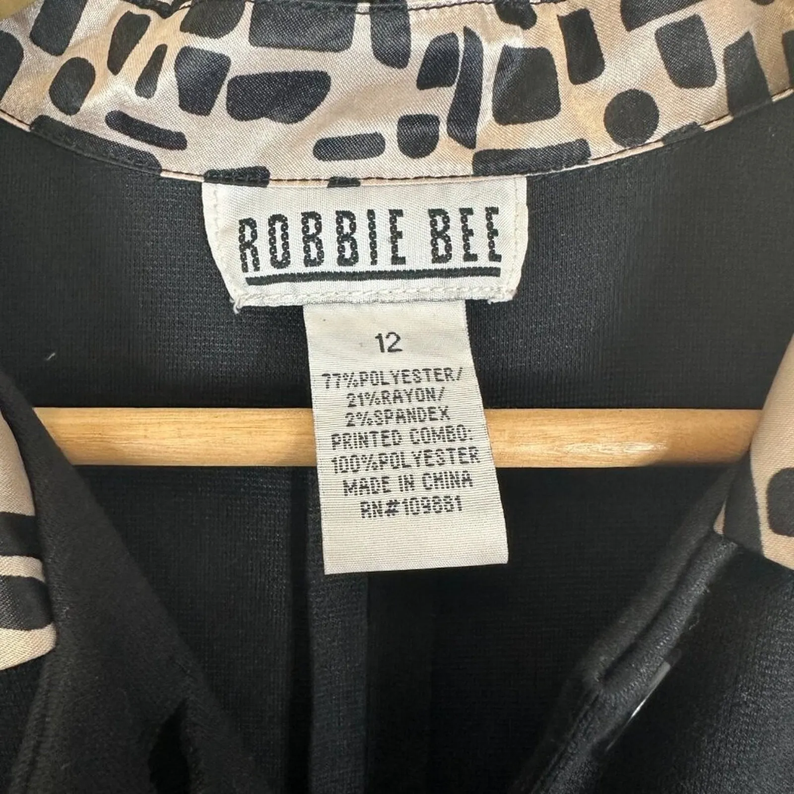 NWT Robbie Bee Button Down Midi Shirt Dress Sz 12 Black Sophisticated Old Money - Image 5