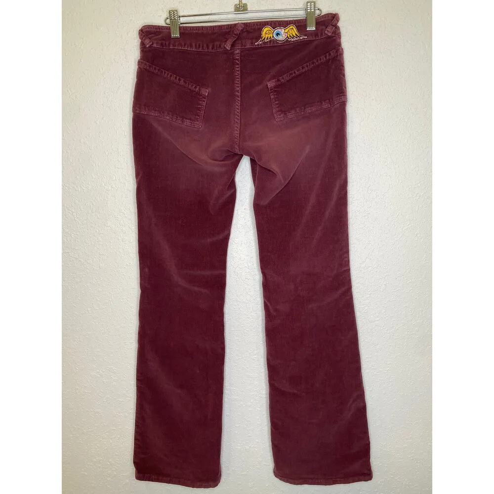 Von Dutch Eggplant Purple Vintage Flare Baby Corduroys Low Rise Sz 30 Cotton USA - Image 6