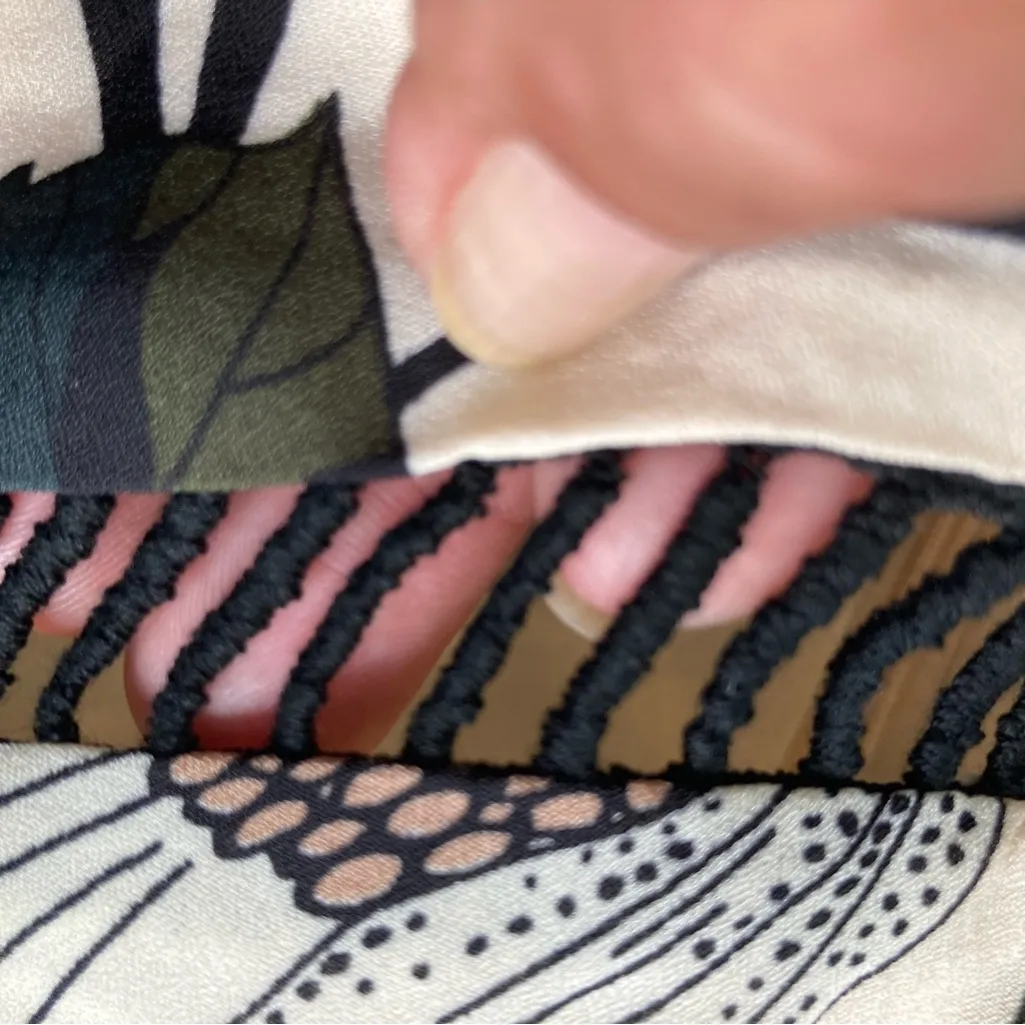 Rare London Cream and Dark Green Bell Sleeve Wrap Dress - Image 8