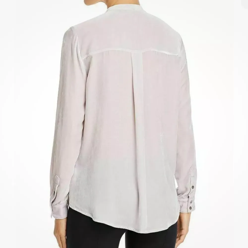 NWT Eileen Fisher Velvet Long Slv Silk Blend Top Mandarin Collar Oversize Small - Image 2