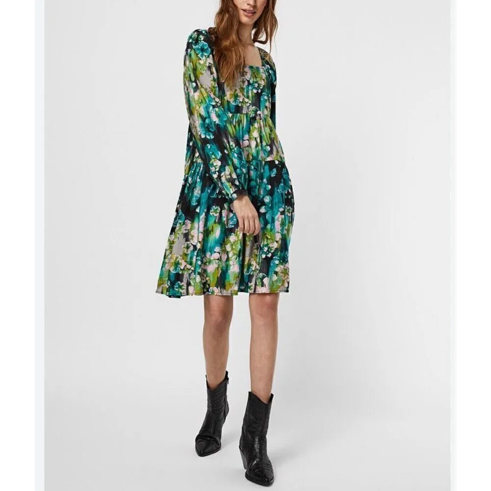 Babydoll Dress Balloon Sleeves Bohemian MEDIUM NEW - Image 3