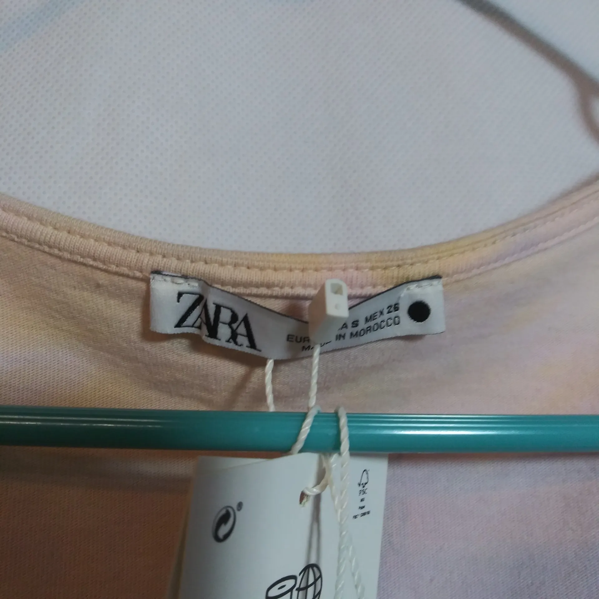 Zara Pink Tie Dye Puff Sleeve Button-Up Women's Blouse Crop Top Size Small - Image 7