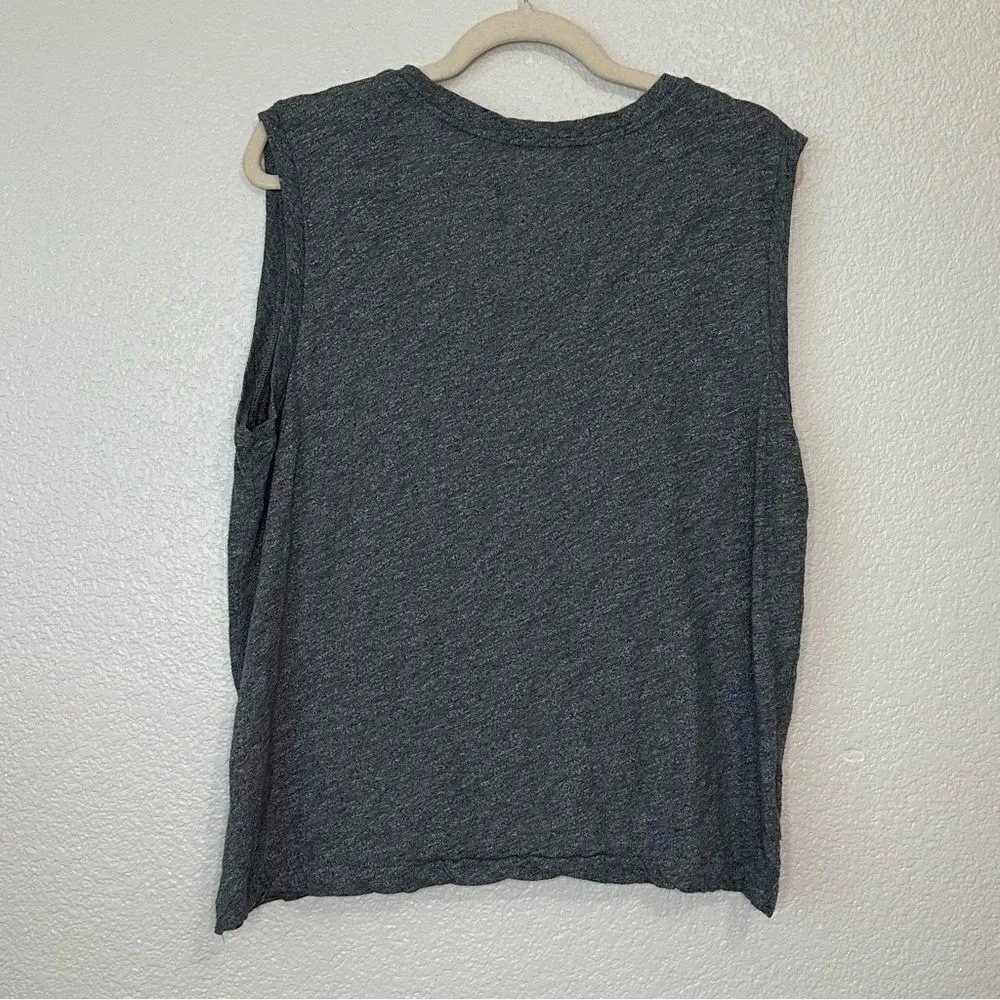 Madewell 100% Cotton Gray Heathered Crewneck Pocket Muscle Tank Top - Image 6