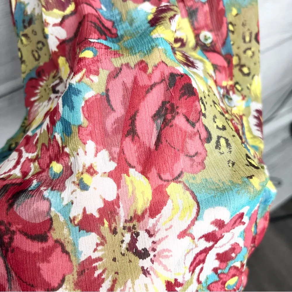 American Rag Boho Floral Sleeveless Blouse Top Size Medium Blue Red Green Yellow - Image 6