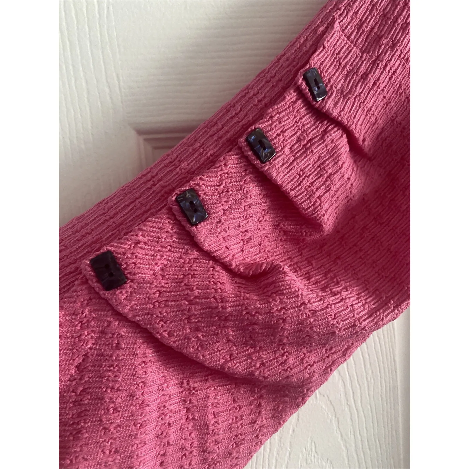 Calessa Women's XL Pink Button Front‎ Blouse Toggles Spring Top Whimsy Art Lagom - Image 3