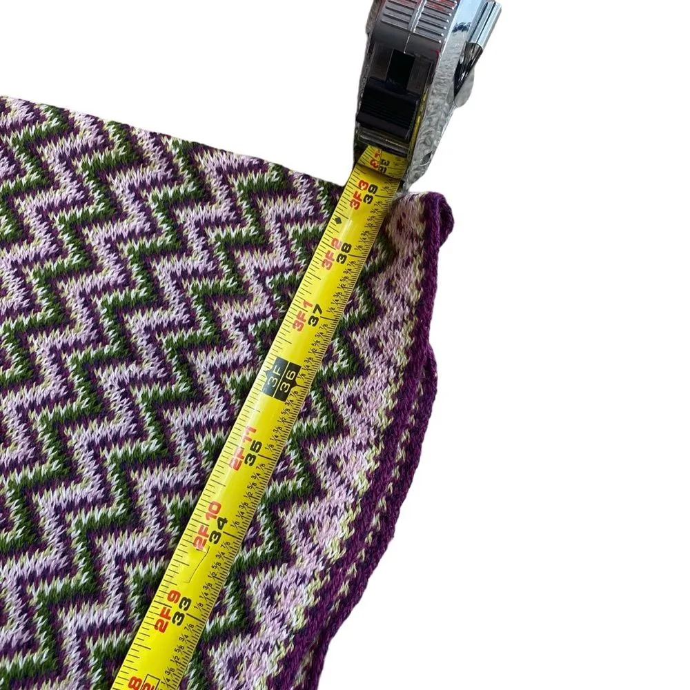 Missoni Women’s Chevron Knit‎ Fringe Scarf Green Purple Zig Zags - Image 5