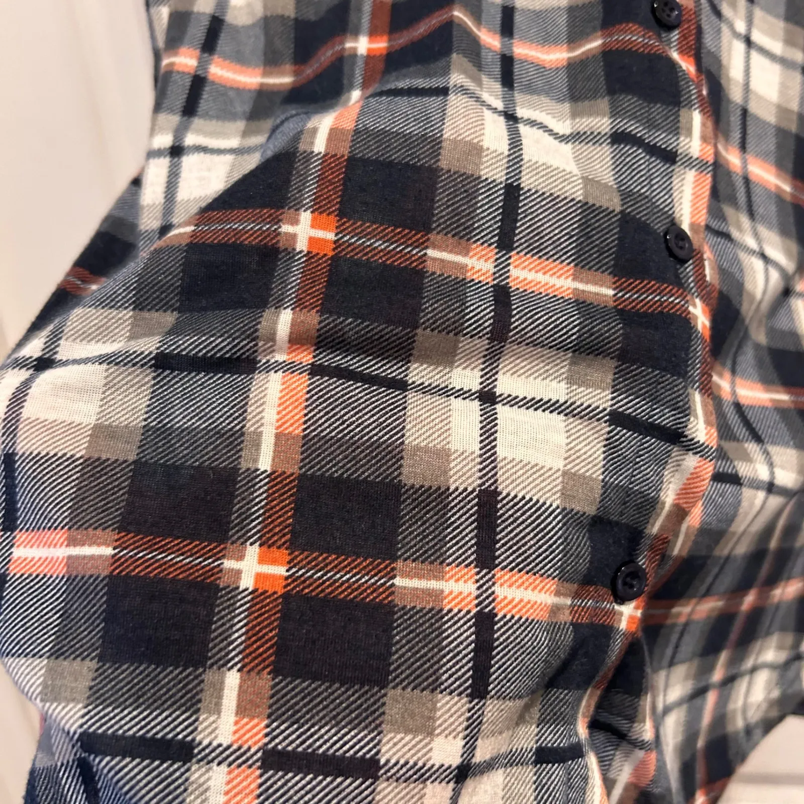 Rue21 Women's Plaid 3/4 Sleeve Button Down Shirt Top‎ Large Navy Orange - Image 6