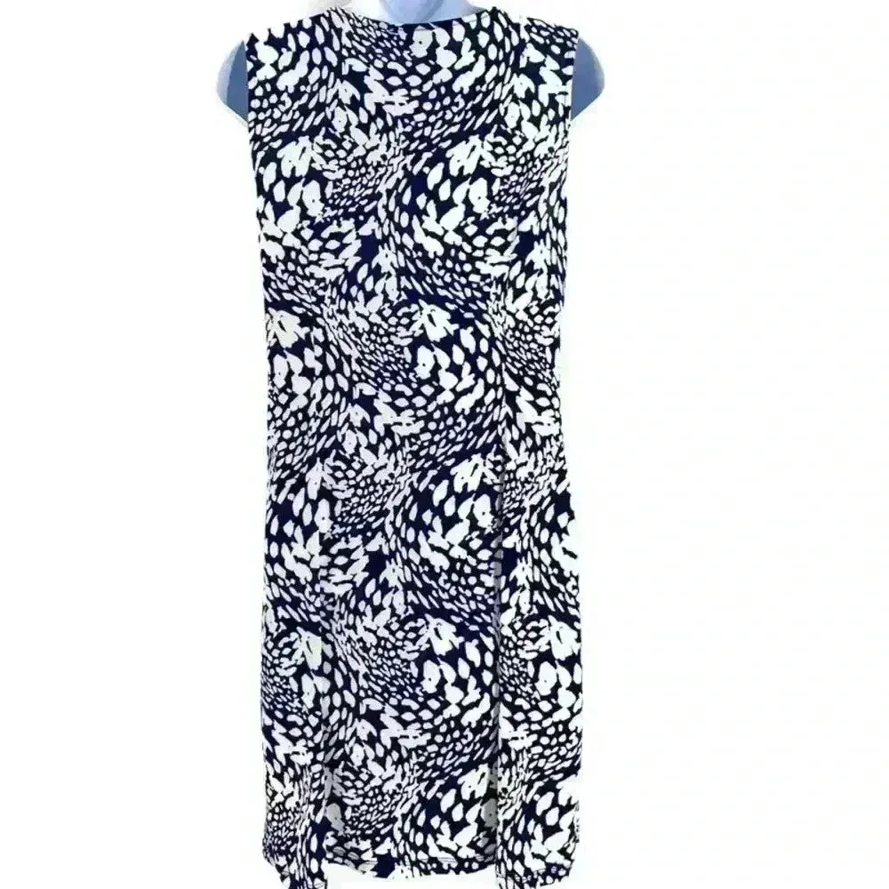 Apt.9 Women's Animal Print Navy White Cinched Waist Sleeveless Dress Size M NWT‎ - Image 2