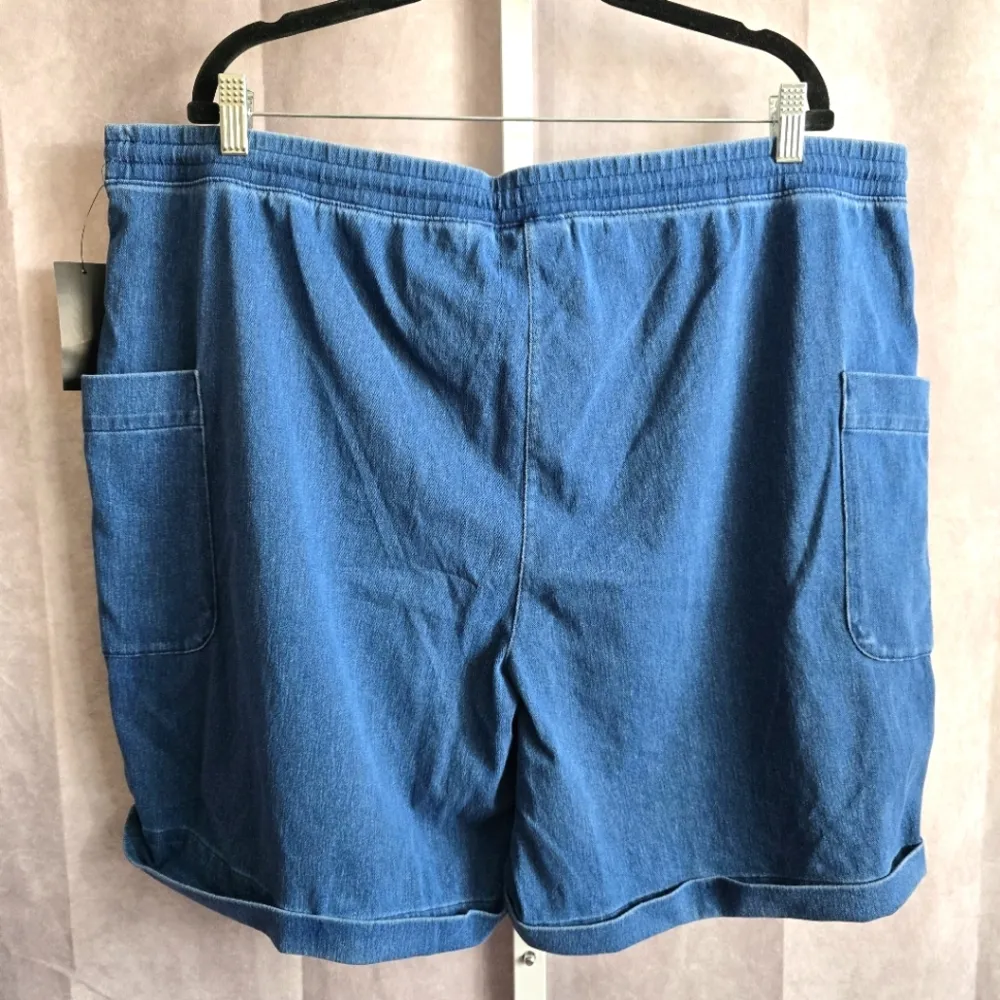 Denim & Company Blue Shorts Pants Pullon Drawstring NWT Plus 2XL - Image 2