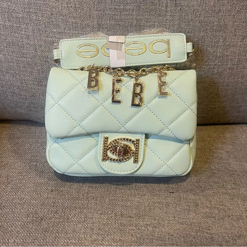 NWT Bebe Wyatt‎ shoulder bag small shoulder bag in mint green with gold accents - Image 6