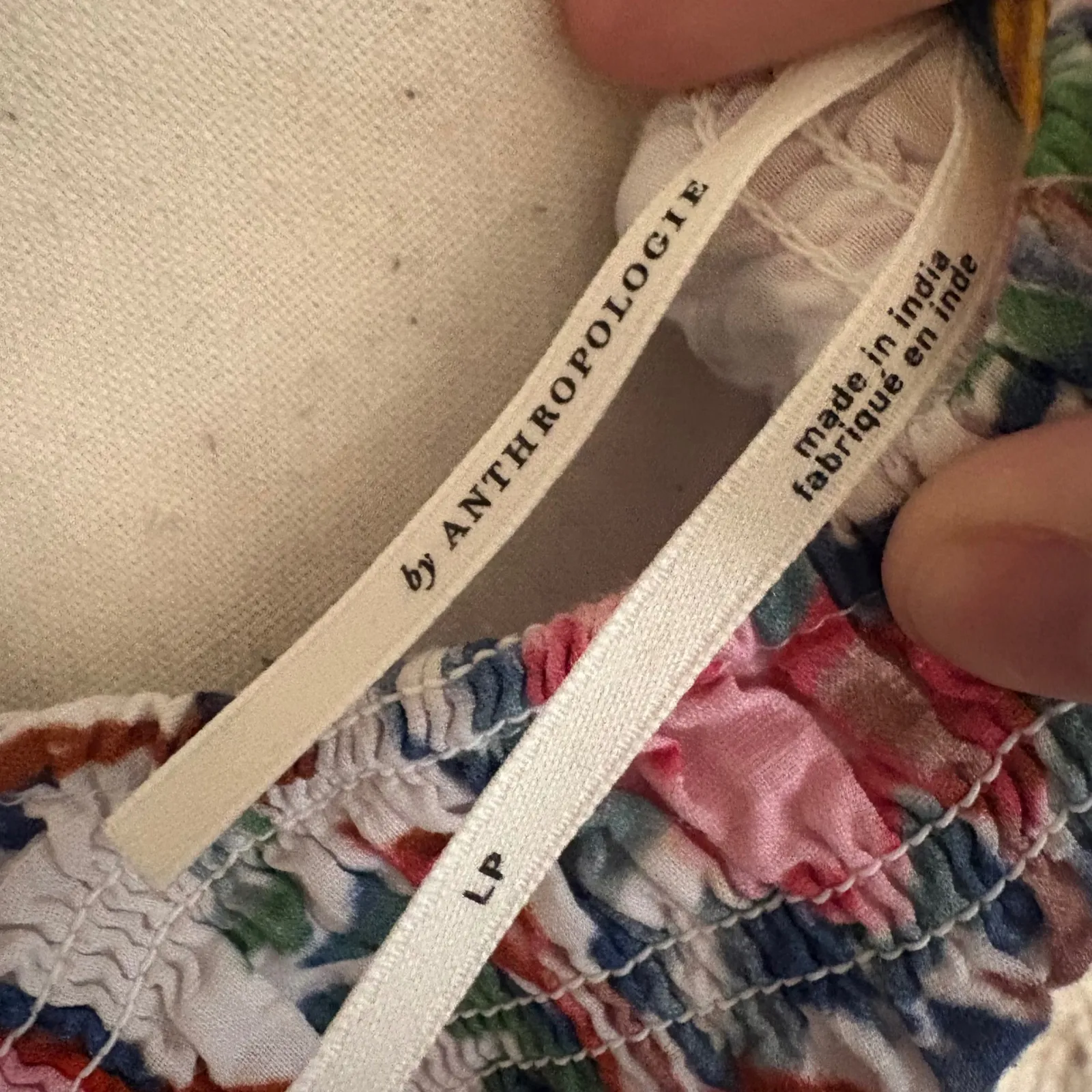 ANTHROPOLOGIE Floral Slocked Mini Dress Size Parge Petite - Image 6