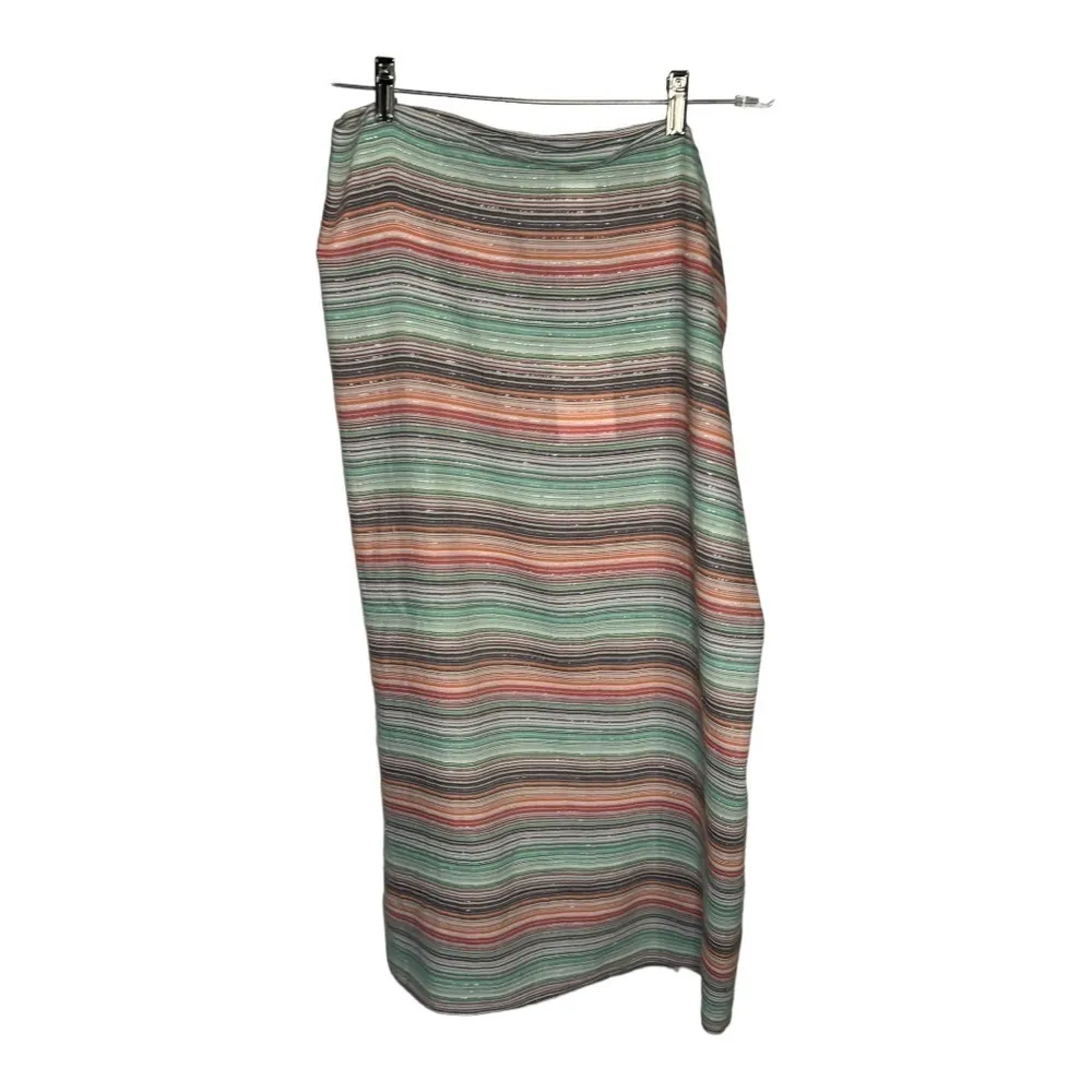 BECCA Women’s Woven Metallic Stripe Multicolor Sarong Swim Cover Up One Size New - Image 4