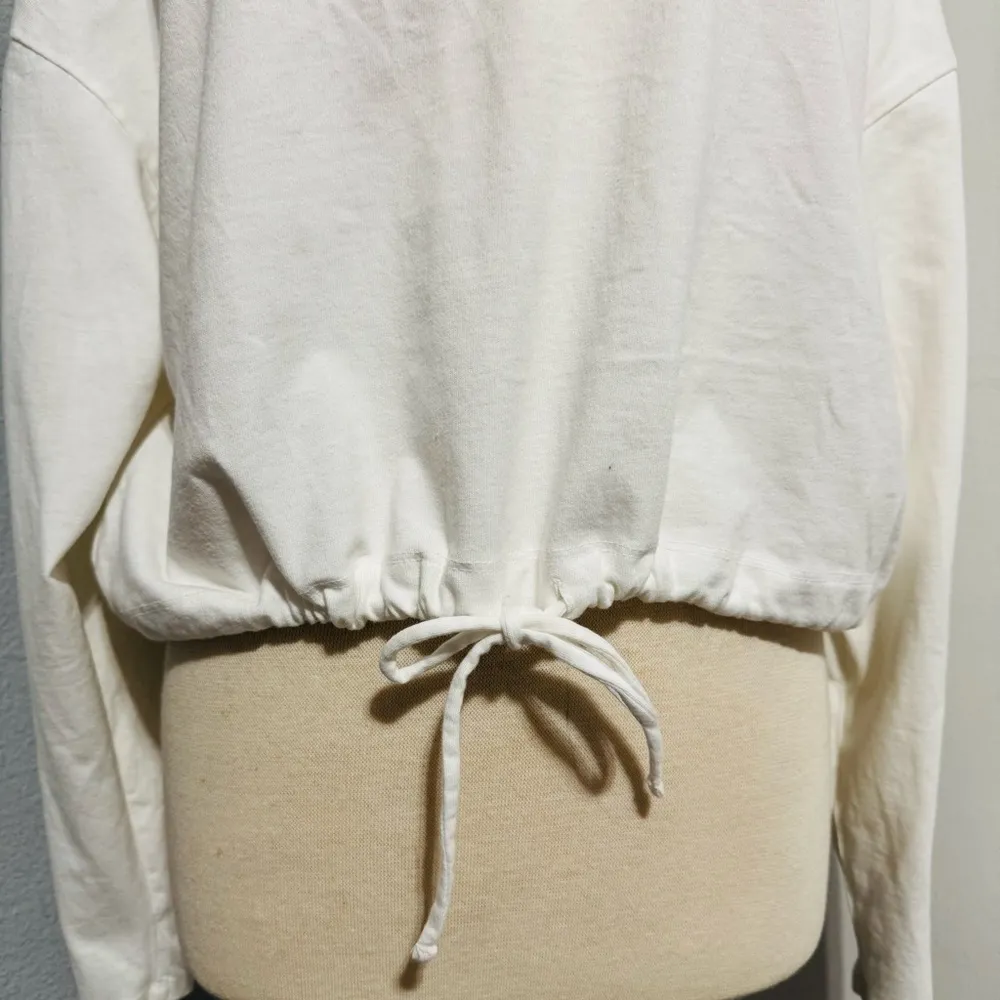 Forever 21 Plus Women White Boxy Tie Front Long Sleeve Sporty Sweatshirt Size 0X - Image 4