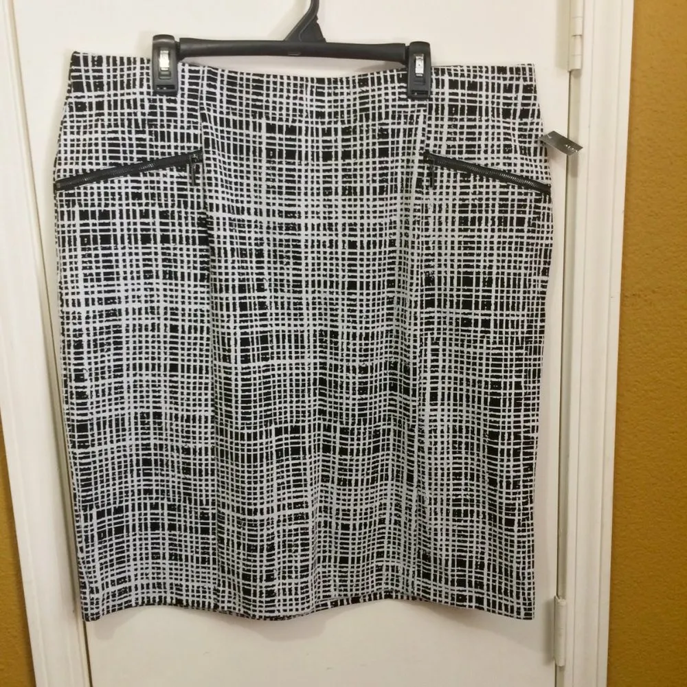 Alfani size 18w zippered pocket jacquard stretch knee length pencil skirt - Image 2