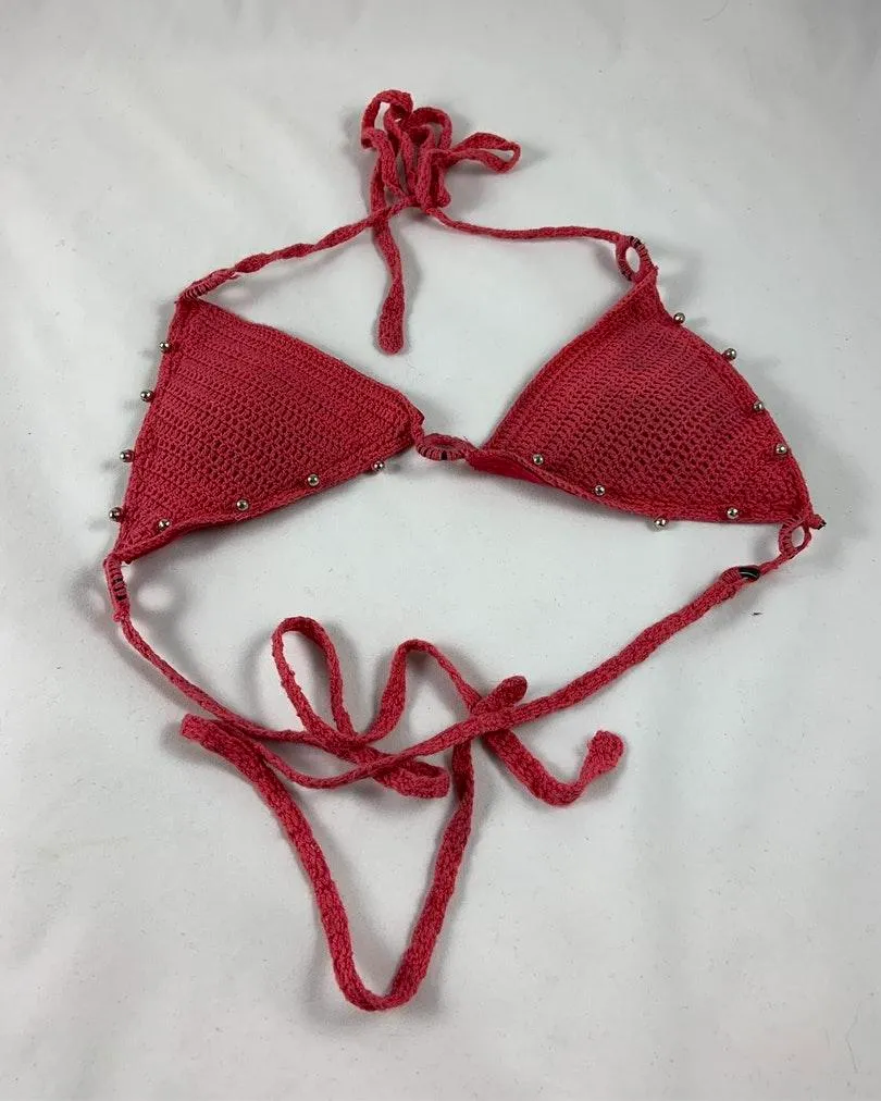 Pink Crochet Bikini Top - Image 2