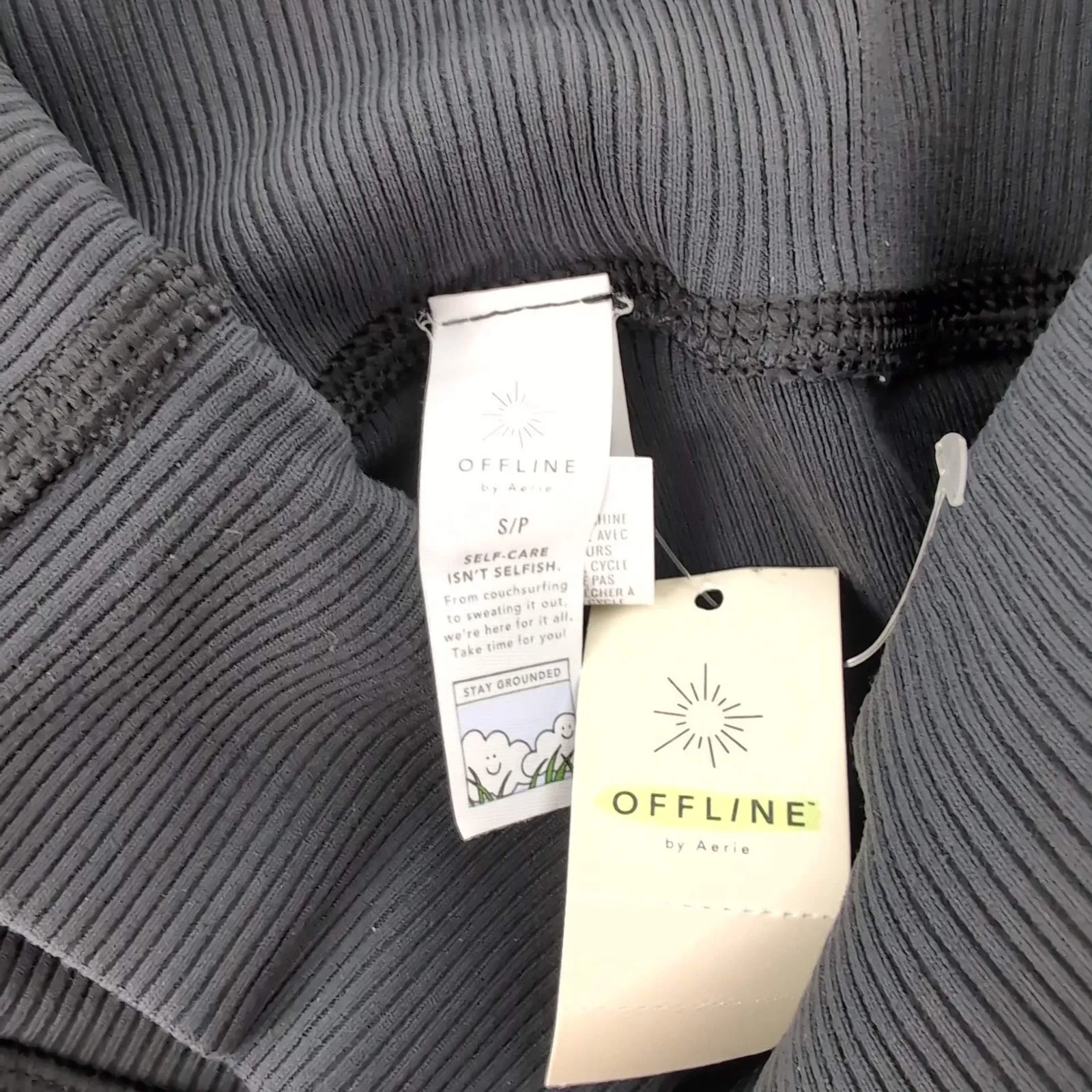 OFFLINE By Aerie Black Ribbed Pocket Foldover Flare Leggings - Image 12