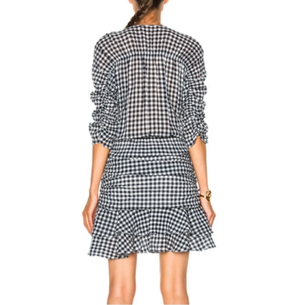 Veronica Beard Women’s Campbell 3/4 Sleeve Gingham Ruched Mini Dress Size 6 - Image 5