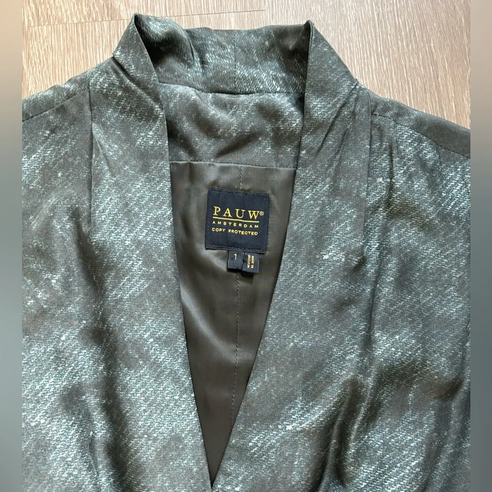 Pauw Amsterdam Dress Womens Size 1 Green Silk Belted Career City Workwear Office Blue - Image 5