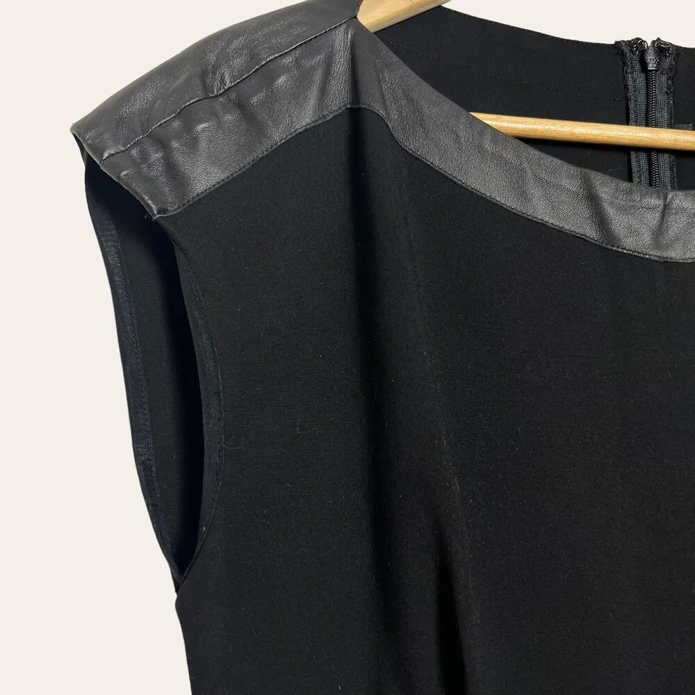 The Kooples Black Vinyl Faux Leather Trim Mini Dress Size M - Image 4