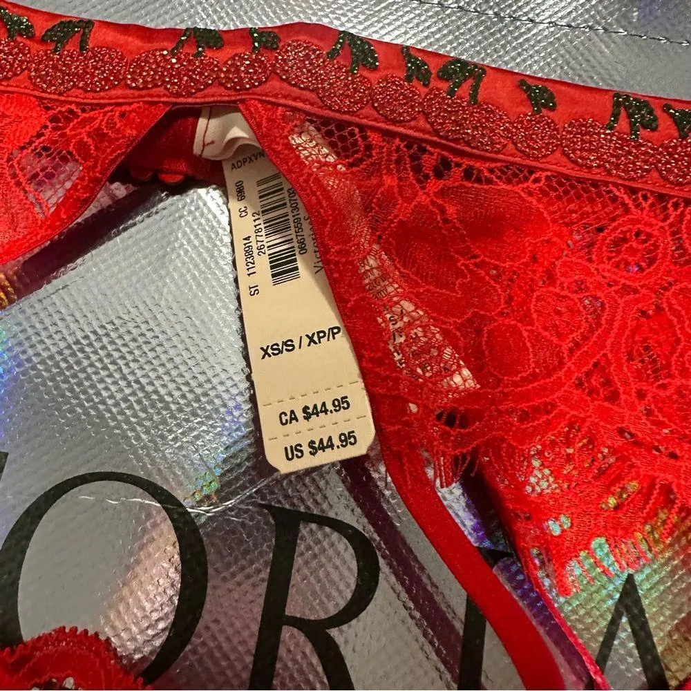 Victoria's Secret Cherry Shine Strap Lace Garter Belt and Thong - Image 7