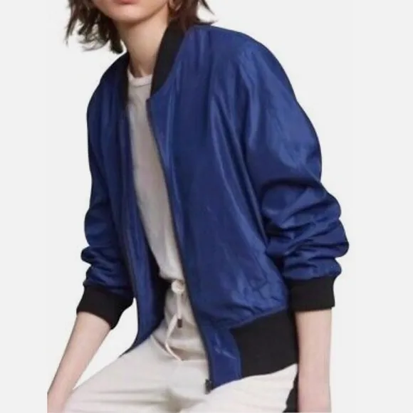 Anthropologie HEI Hei for  Juneworthy Navy blue bomber jacket - Image 2