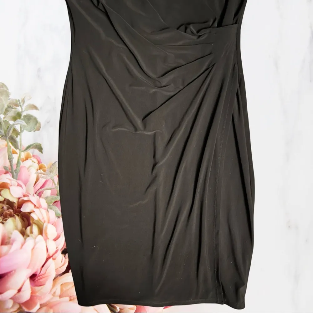 Ralph Lauren Black Gathered Cocktail Dress with Keyhole Neckline~ Size 12 - Image 4