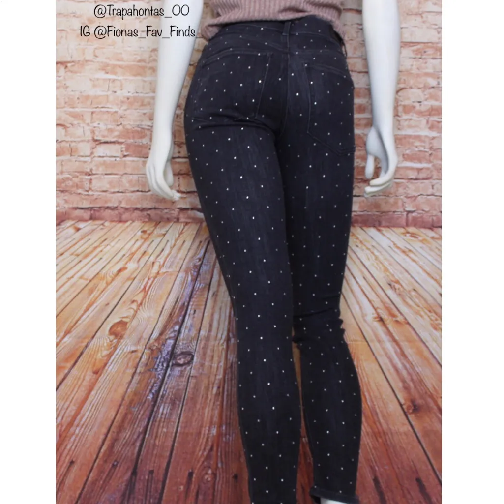 Express | Black Wash Rhinestone Jeweled Skinny Jeans - Image 3