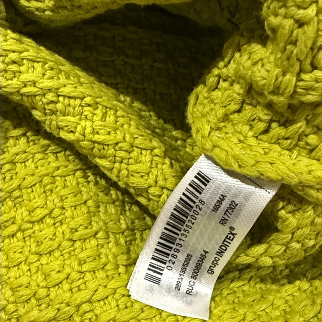 NWT ZARA Lime Green CHUNKY KNIT CARDIGAN WITH PETER PAN COLLAR - Image 9