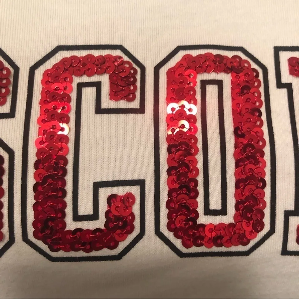 Pink VS Collegiate Collection WISCONSIN BADGERS White Crew Neck Tee Sz. M BLING - Image 5