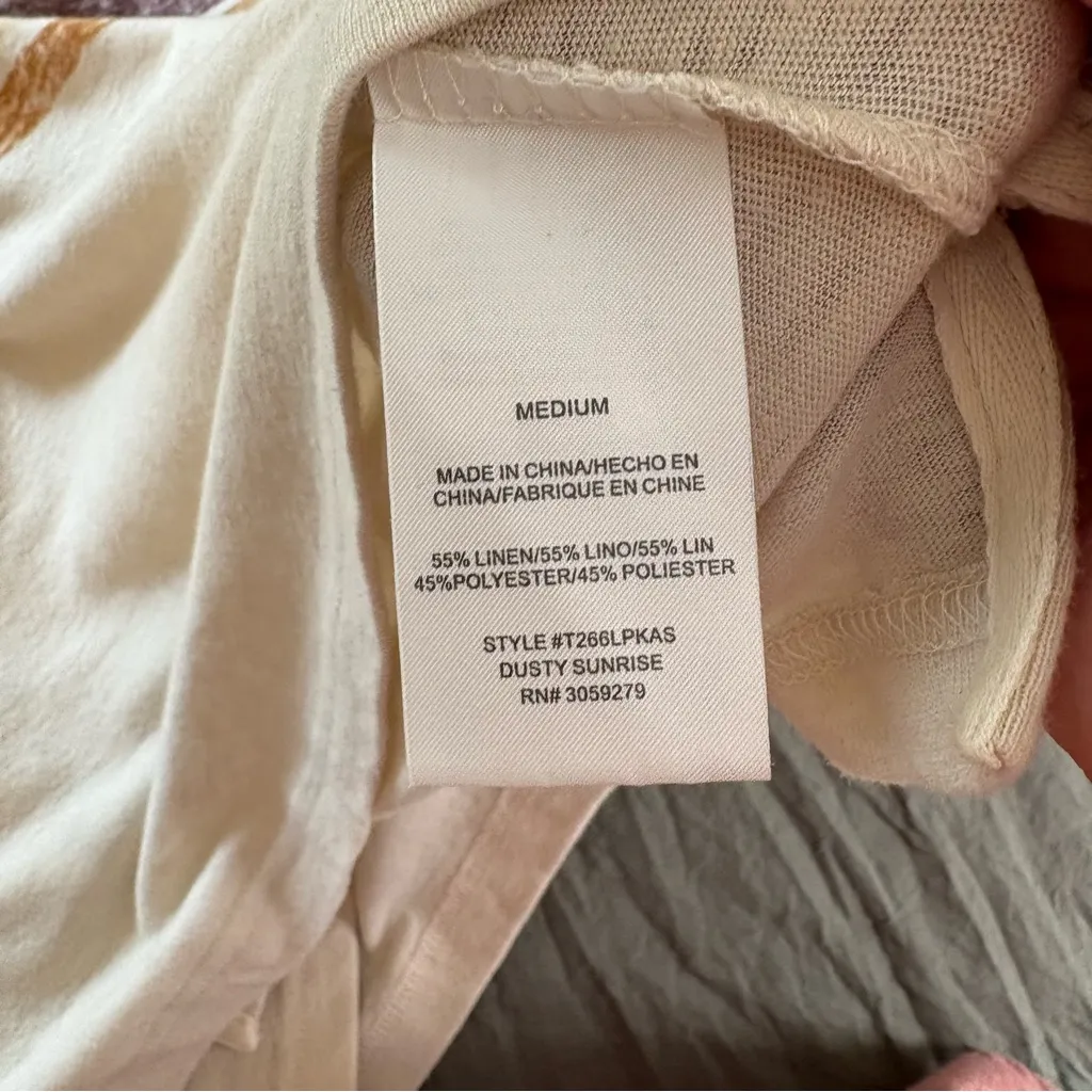 Altar’d State Dusty Sunrise Linen Blend Tee. Size Medium. - Image 9