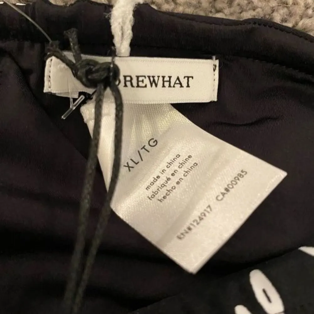 WEWOREWHAT Ruched String Logo Bikini Bottom in Black White XL - Image 6