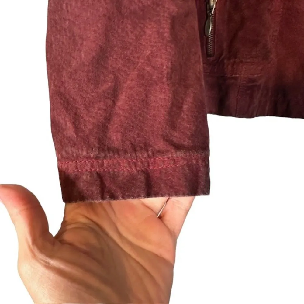 Chico's Red Maroon Leather Suede Collared Button Front Jacket Women Sz 2 Sz M - Image 7