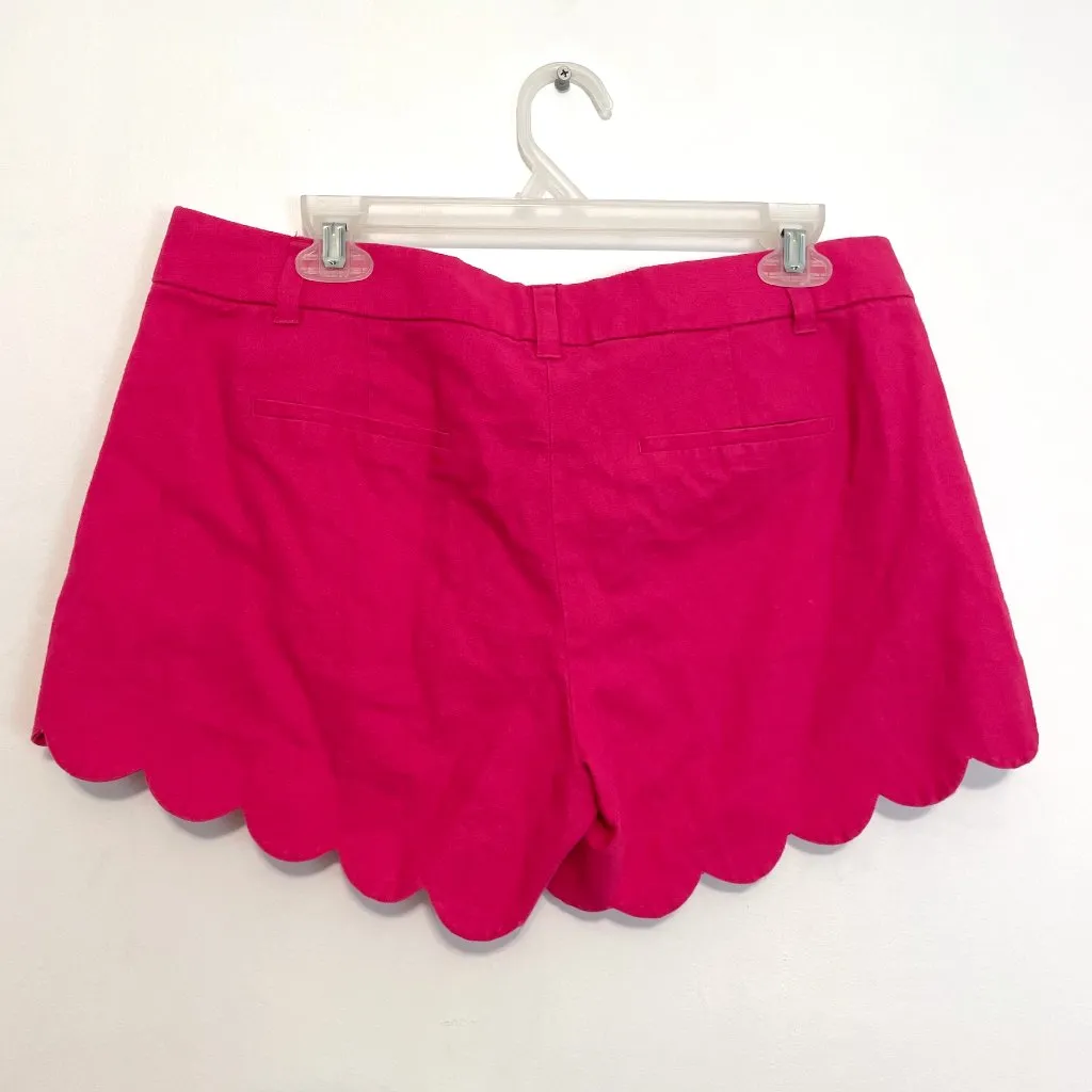 J. CREW Factory 4" Linen Cotton Scalloped Hem Short Solid Pink Preppy Shorts 8 - Image 13