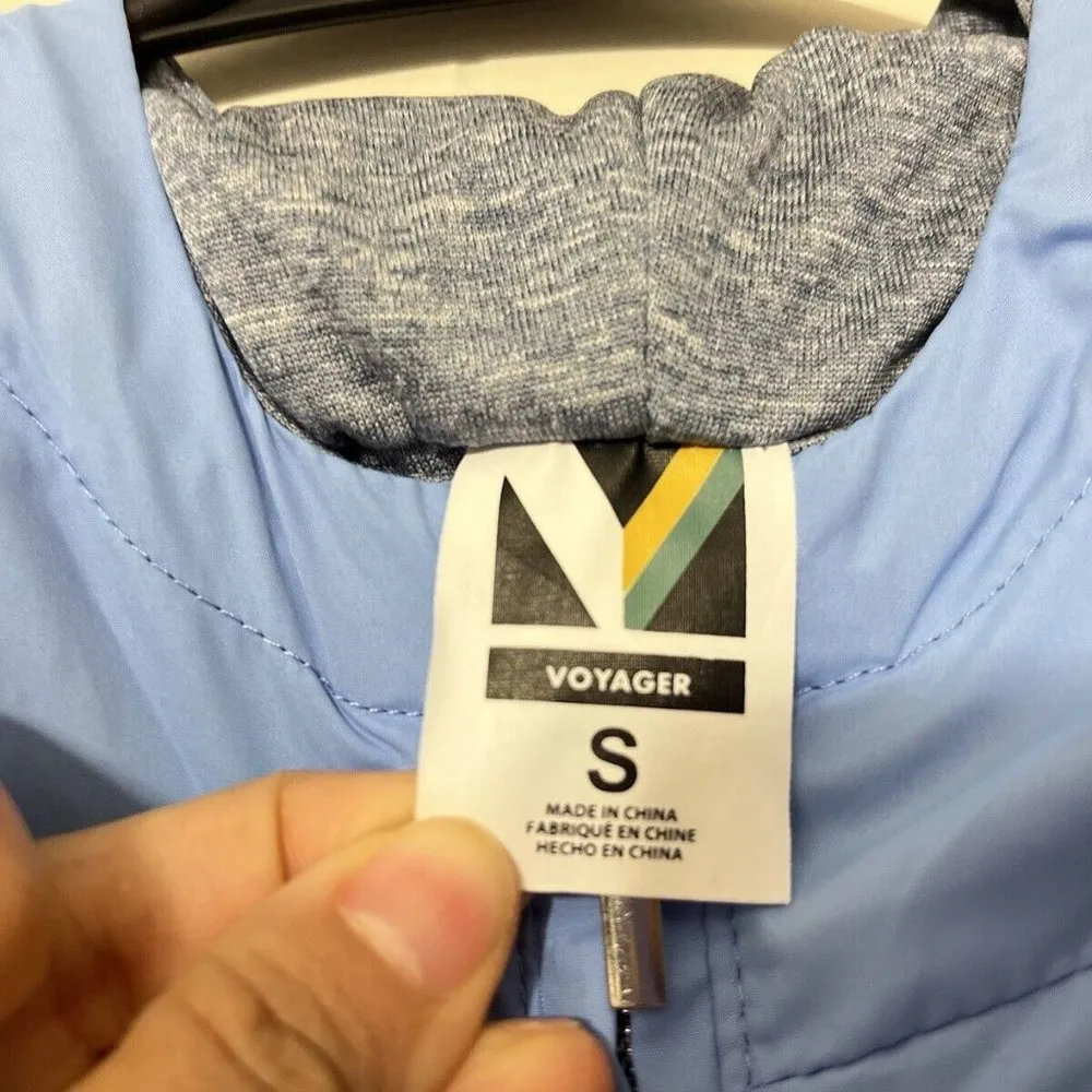 Voyager Women's Reversible Hooded Windbreaker Blue Gray Full Zip Size S EUC - Image 3
