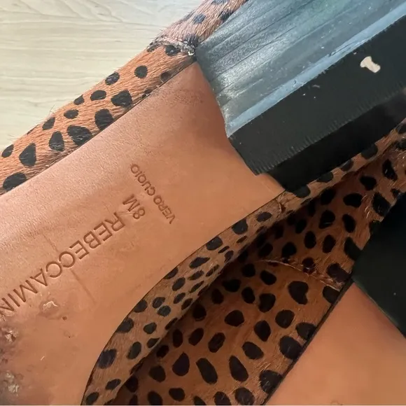 REBECCA MINKOFF Cheetah Print Pony Hair Zipper Trim Cap Toe Loafers Size‎ 8 - Image 5