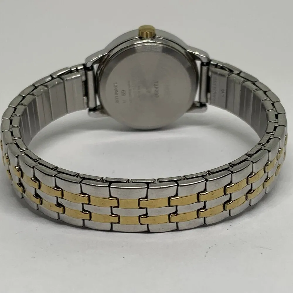 Timex indiglo women’s quartz analog watch silver gold tone 25mm size 6” running - Image 4