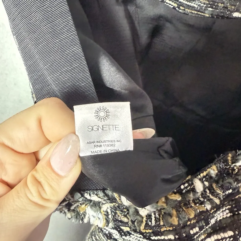 Aysha Women’s Tweed Sleeveless Dressy Mini Dress Metallic Weave Black Multi Size undefined - Image 13