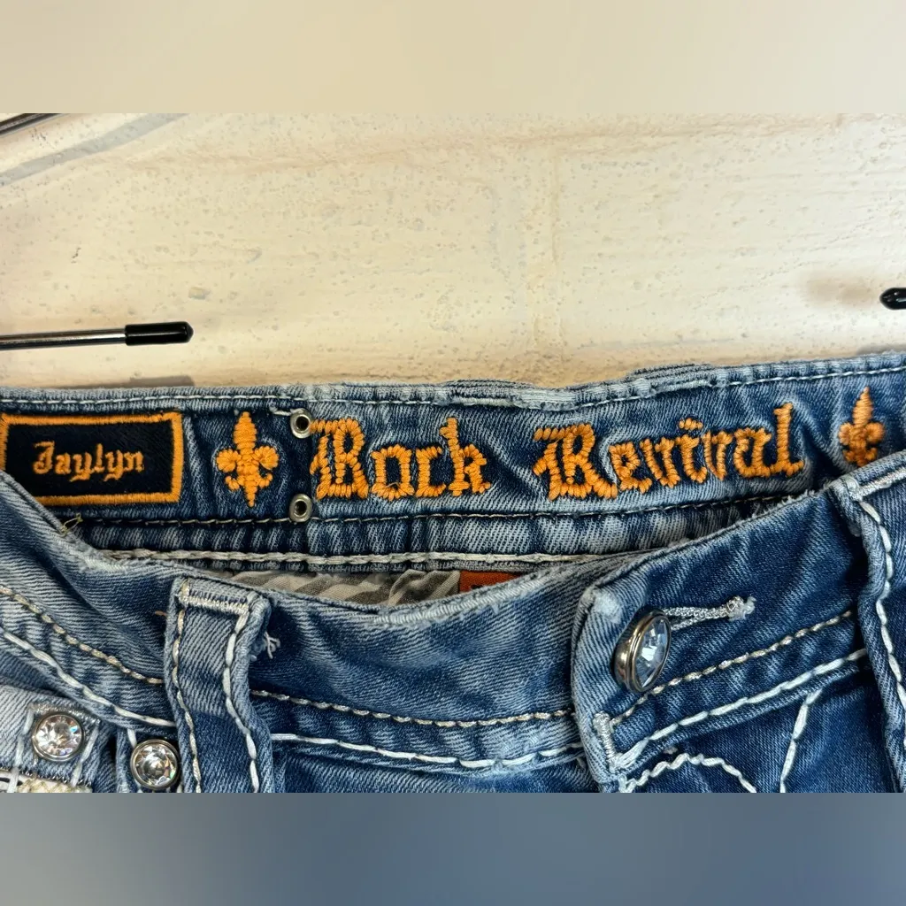 Rock Revival Jaylyn Western Bootcut Woman’s Lightwashed Denim Casual Jeans Sz 29 - Image 4