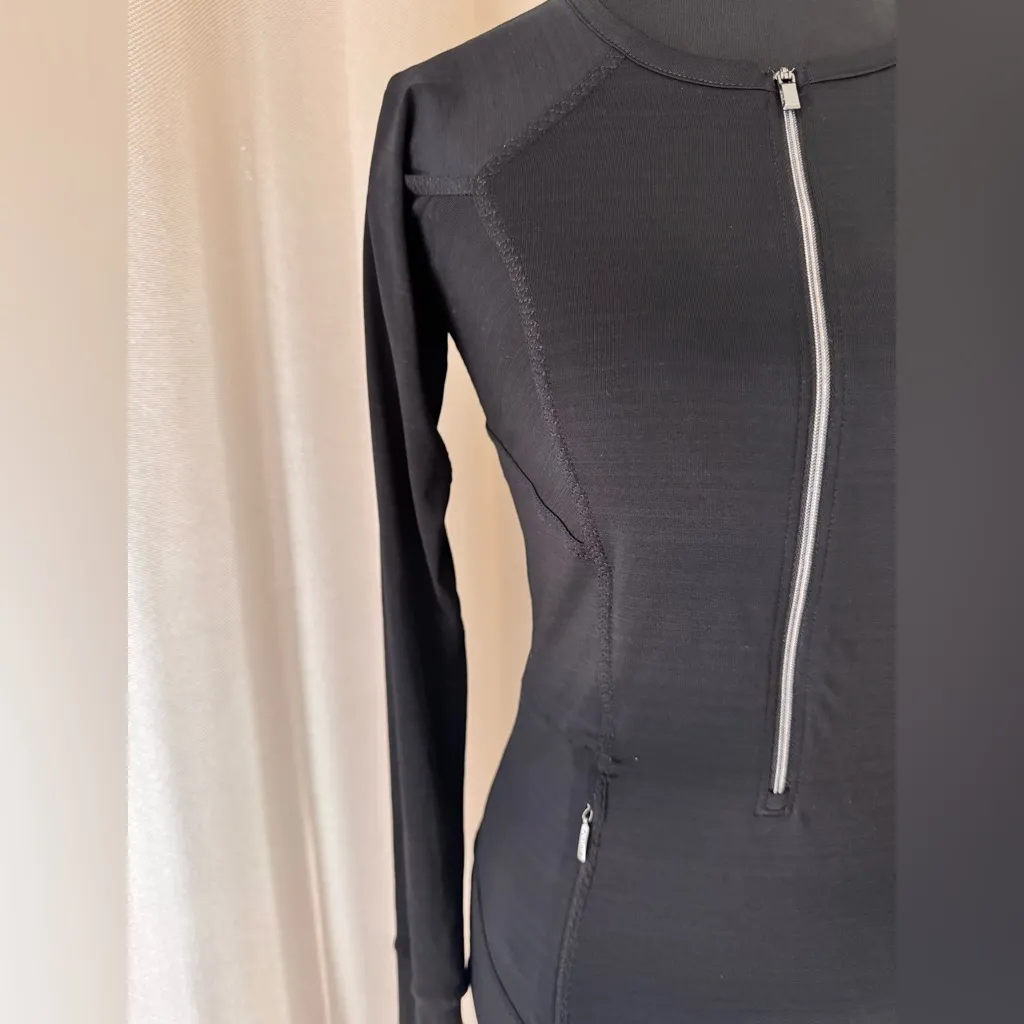 Athleta Black 1/2 Zip Long Sleeve Running Top XXS | Athletic Activewear - Image 2