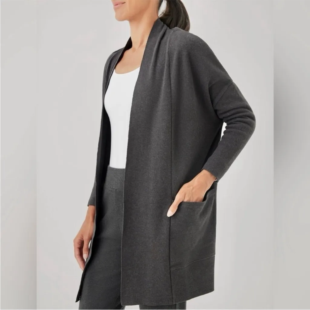 Pact Airplane Cardigan Charcoal Heather Gray Size Medium Large - Image 2