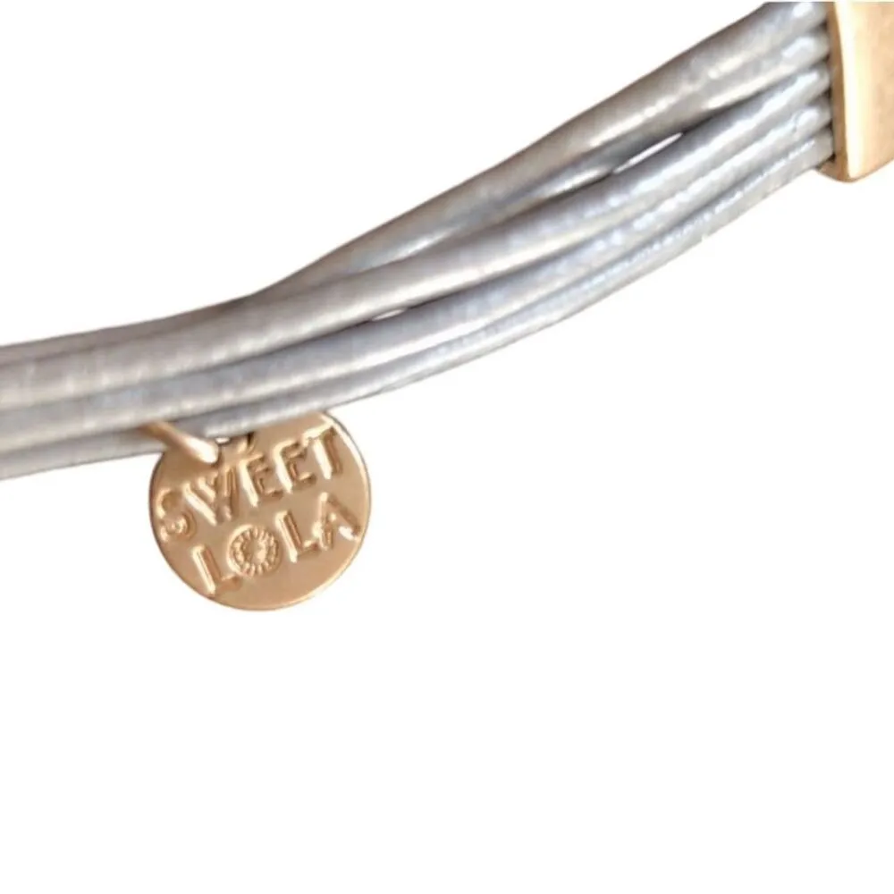 Sweet Lola Silver Wrap Bracelet w/ Gold Flower Accents - Image 3