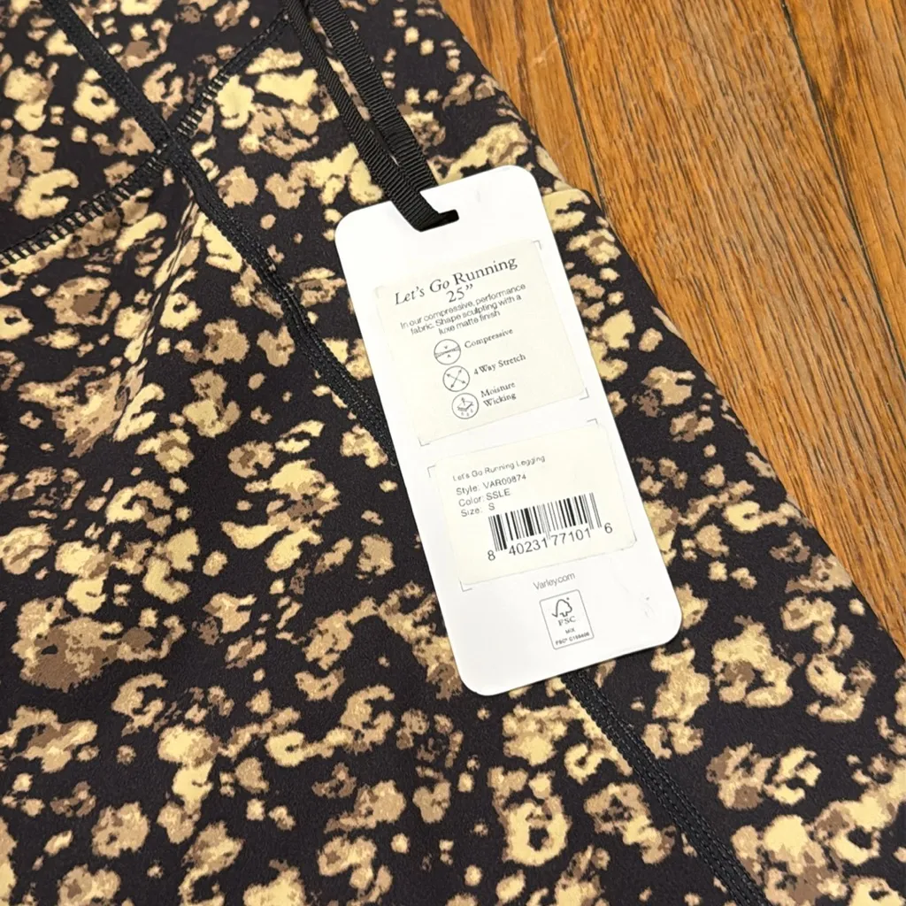 NWT VARLEY let's go running 25”LEGGINGS in sand speckle leopard size S rare - Image 3