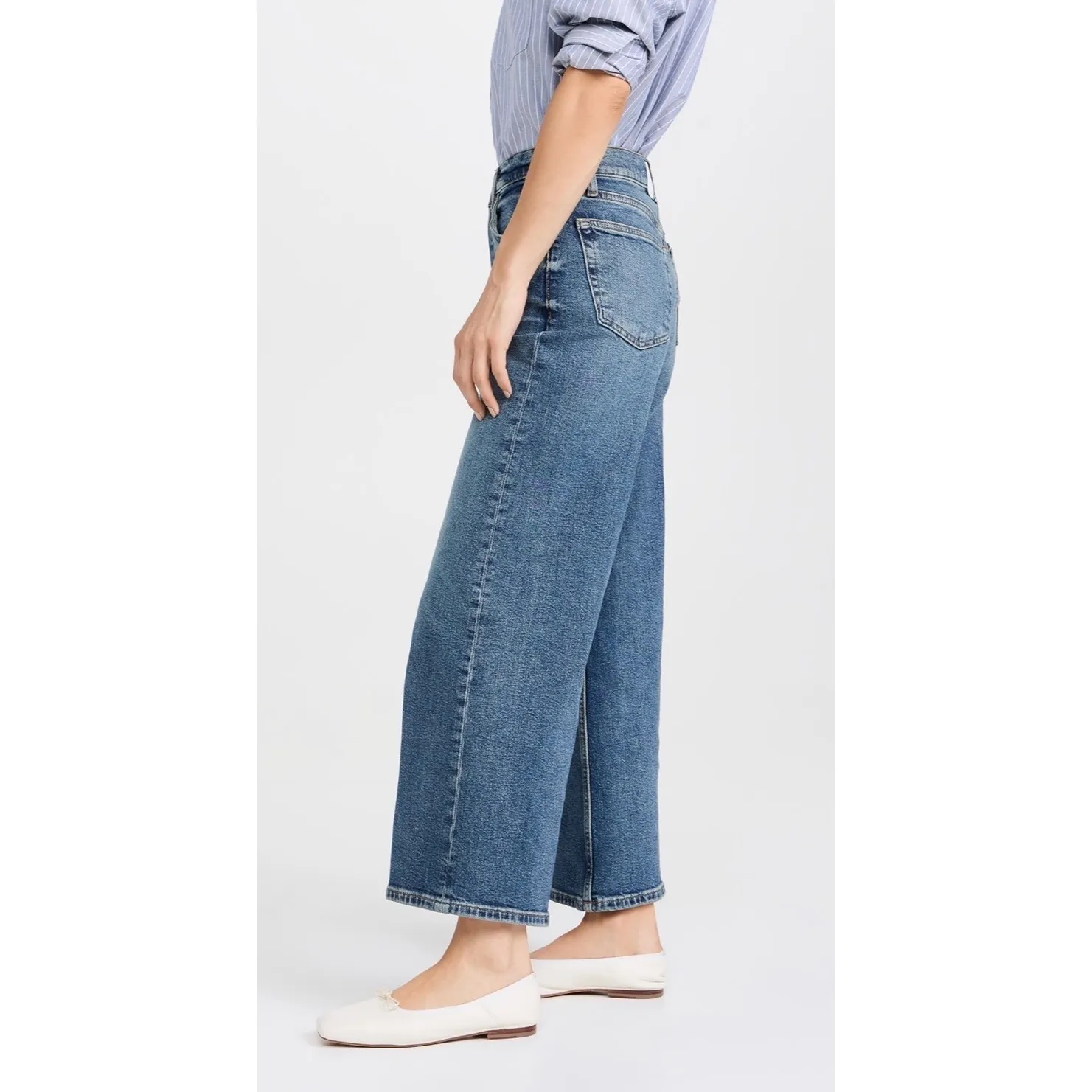 NWT RE/DONE High Rise Wide Leg Crop Jeans Crafted‎ Indigo Sz 30 $295 - Image 4