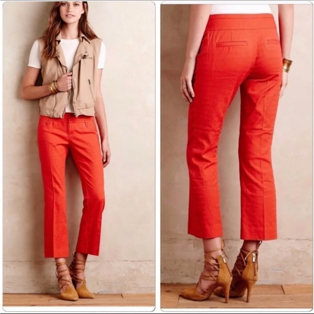 Anthropologie Cartonnier Charlie‎ Crop Flare Pants in Orange Size 4 - Image 8