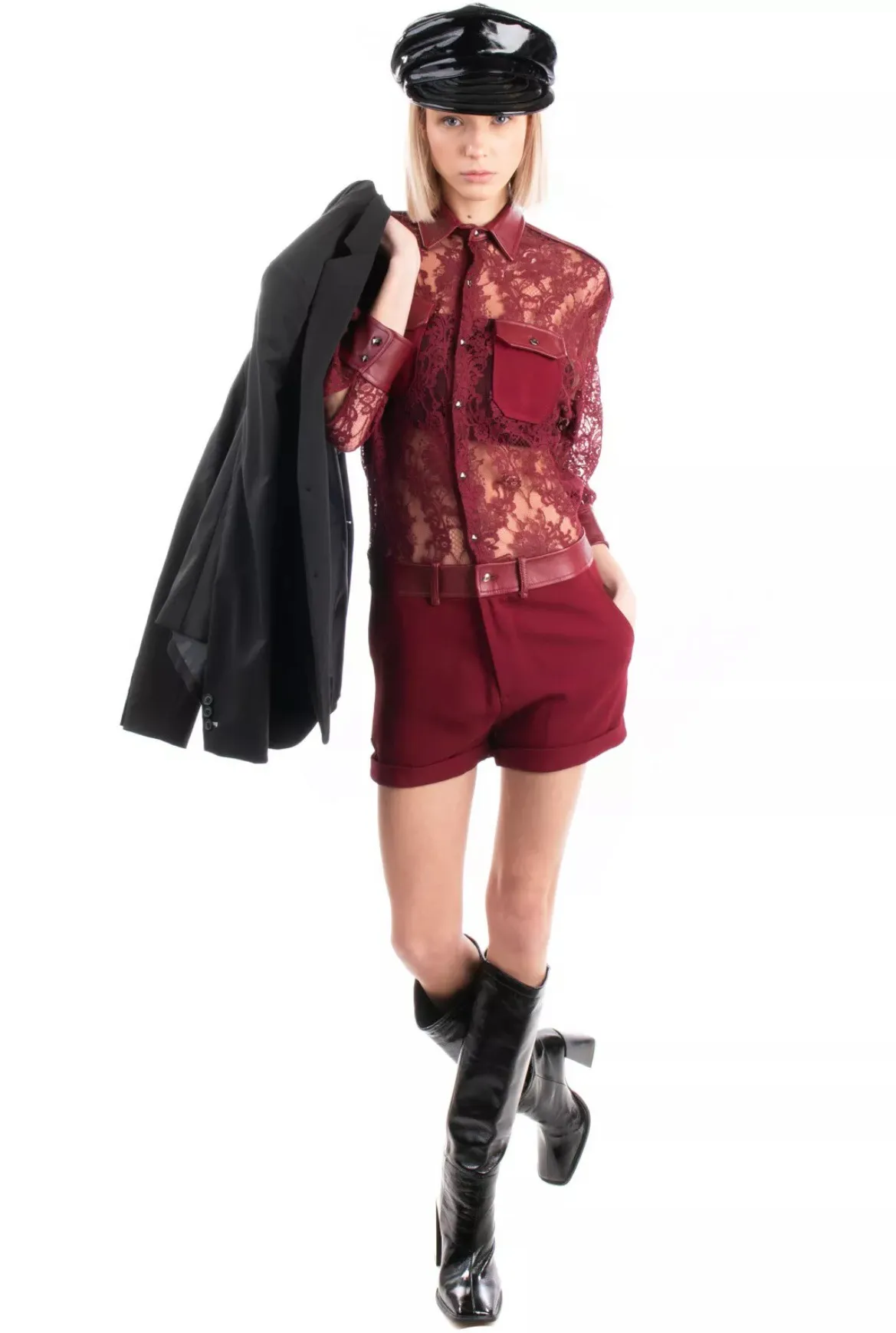 Bloomingdales Philipp Plein Limited Edition Lace & Crepe Playsuit - Image 2