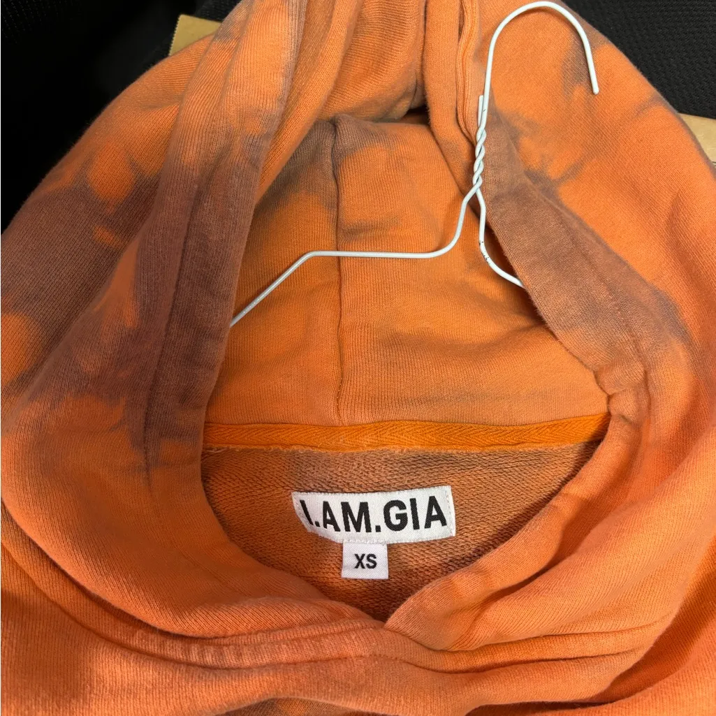 I.AM.GIA Tatiana Oversized Tie Dye Hoodie Coral Orange Peach XS - Image 5